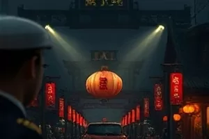 剧集旧唱片店横版封面，木质货架与黑胶唱片